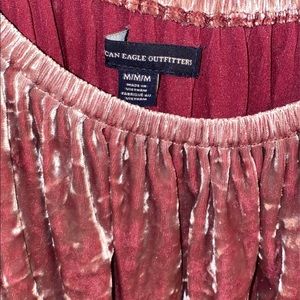 Crushed velvet off the shoulder top